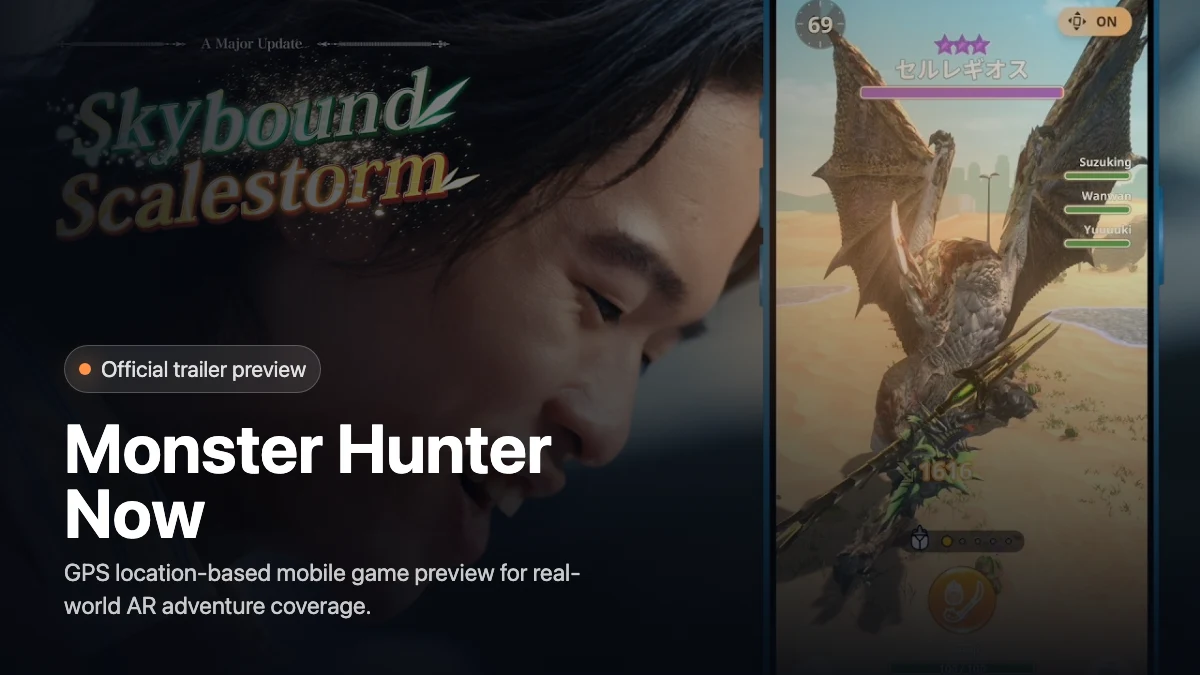 Monster Hunter Now 官方預覽圖：現實地圖中的移動狩獵