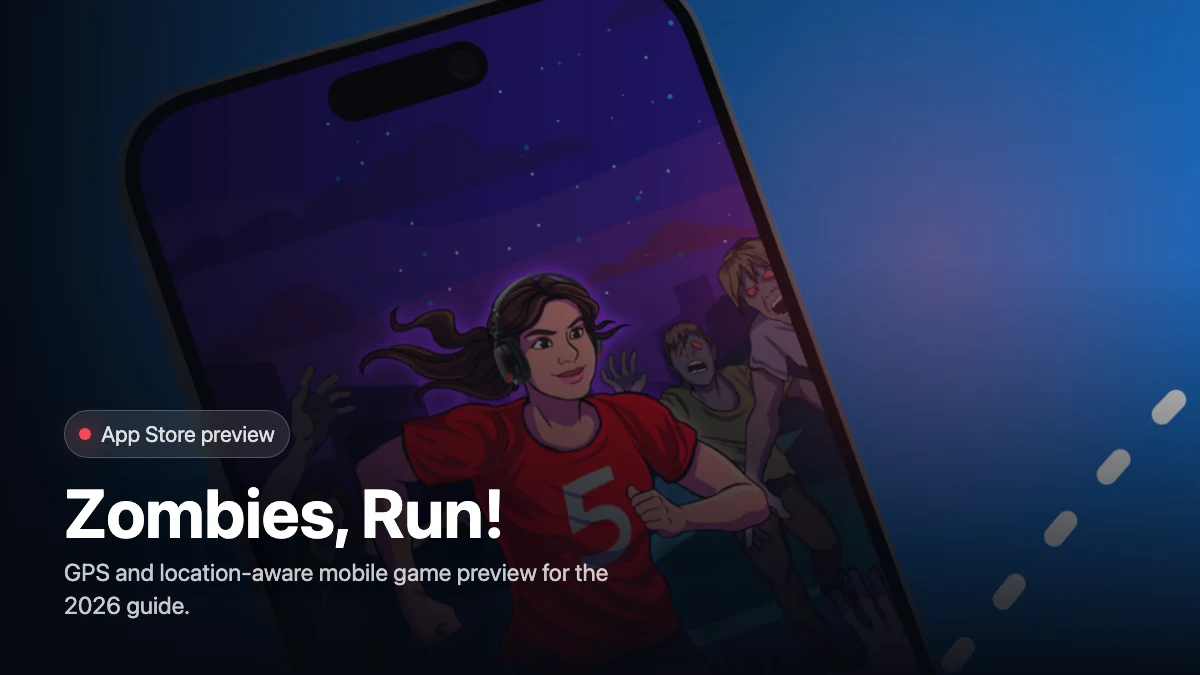 Zombies, Run! 官方預覽圖：跑步路線與任務介面